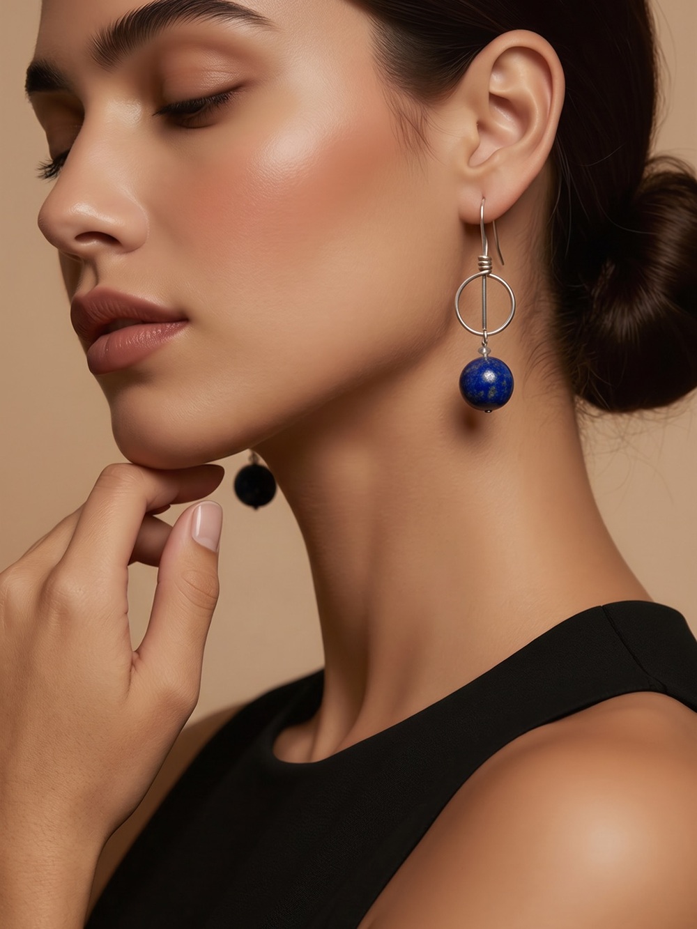 Lapis Blue Drop Hoop Earrings for Women☑️